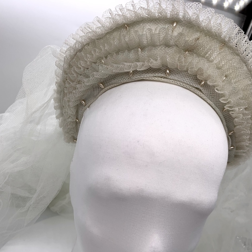 50s Vintage Wedding Bridal Headpiece w/Vei…